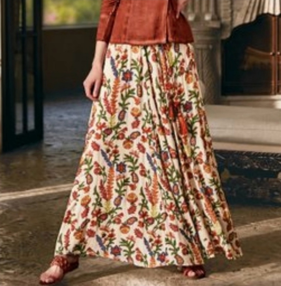 Soft Surroundings Womens Boho Colorful EmbellishedSequin Maxi Skirt Size PXL